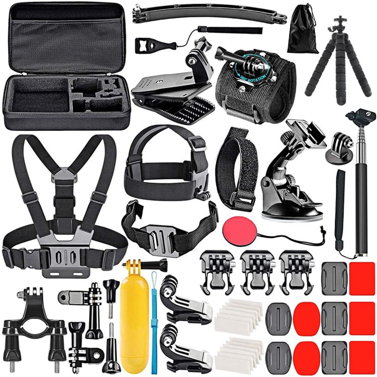 SHOOT - Kit Accesorios 50 Piezas para Cámaras Deportivas Gopro u Otras