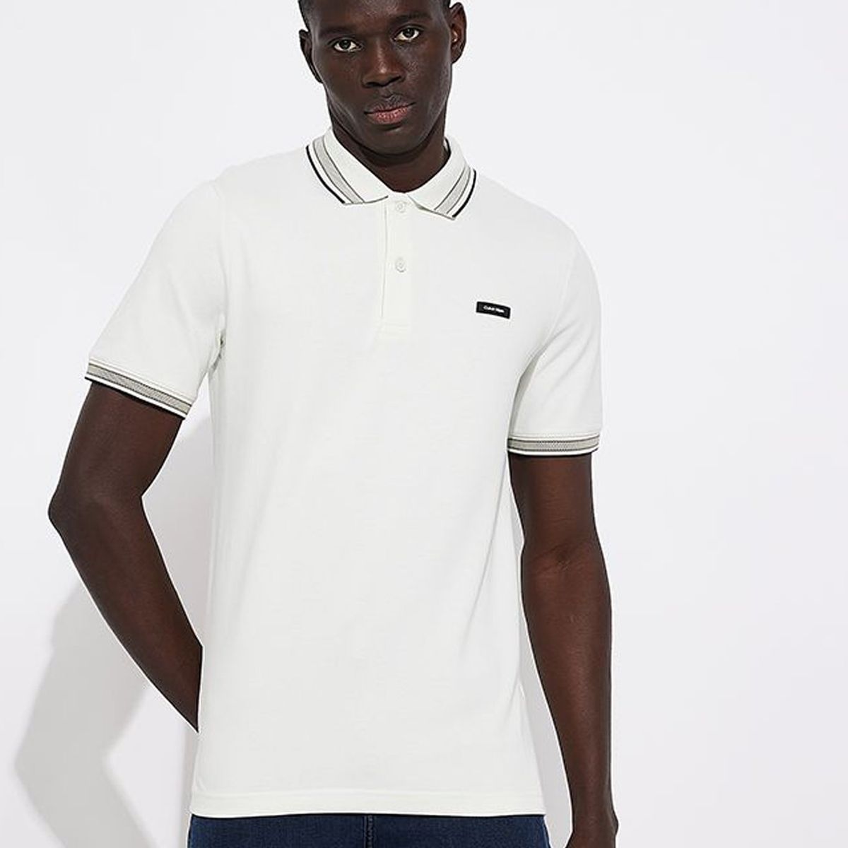 CALVIN KLEIN - Polo Stretch Multi Tipping Blanco Calvin Klein