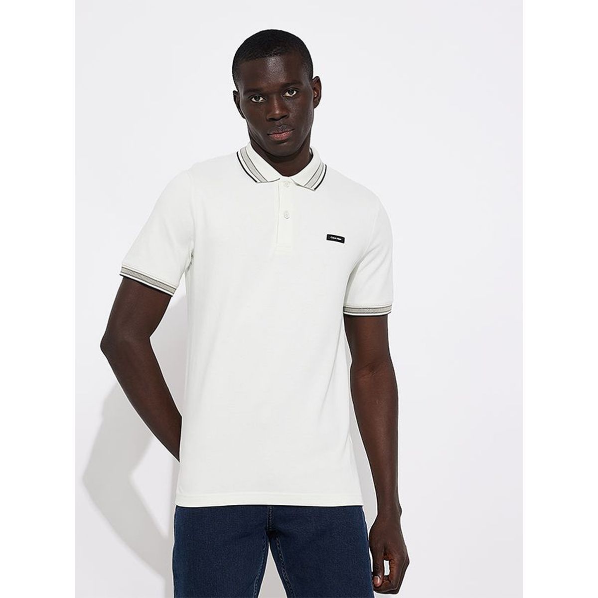 CALVIN KLEIN - Polo Stretch Multi Tipping Blanco Calvin Klein