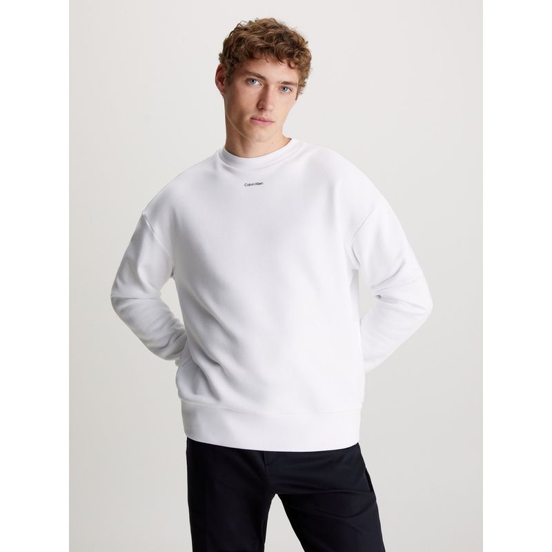 CALVIN KLEIN - Polerón Nano Logo Cotton Modal Blanco Calvin Klein
