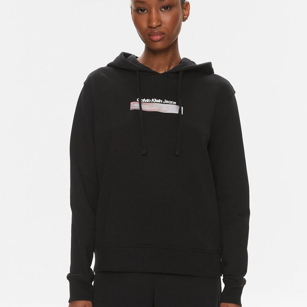 CALVIN KLEIN - Polerón con Gorro Diffused Box Negro Calvin Klein