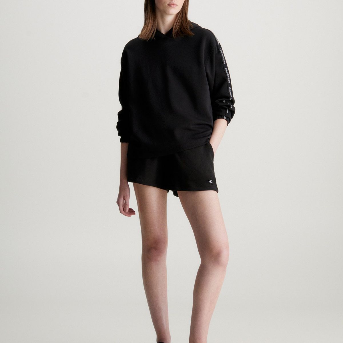 CALVIN KLEIN - Polerón con Gorro Logo Elastic Negro Calvin Klein