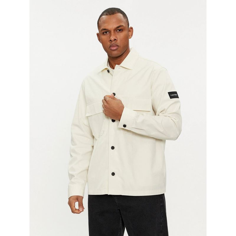 CALVIN KLEIN - Camisa Cotton Nylon Overshirt Blanco Calvin Klein