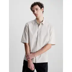 CALVIN KLEIN - Camisa Linen Cotton Cuban Beige