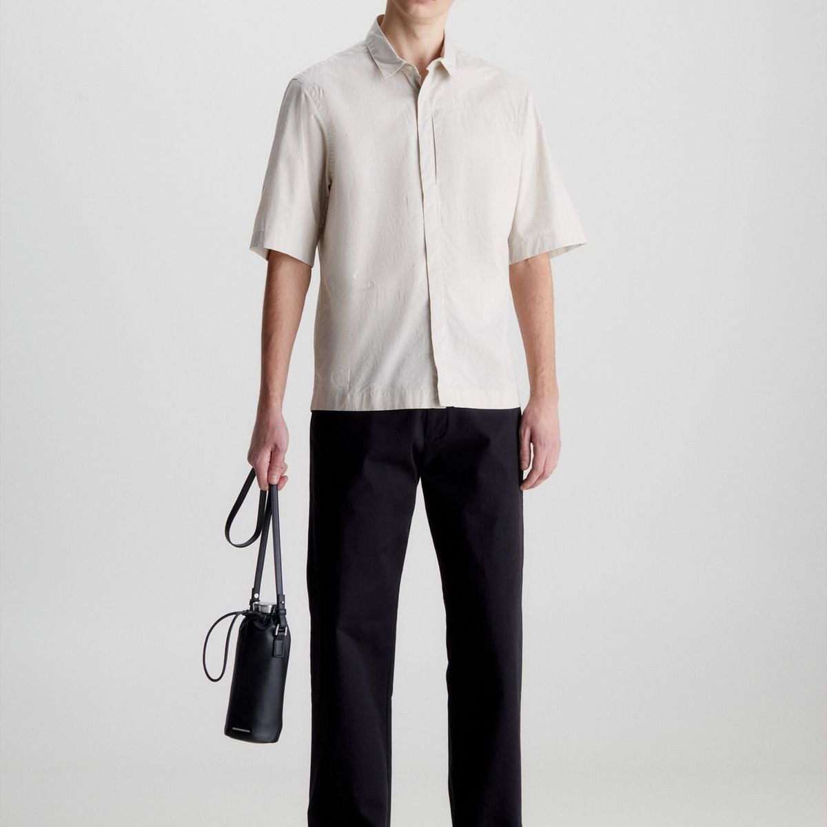 CALVIN KLEIN - Camisa Linen Cotton Cuban Beige Calvin Klein