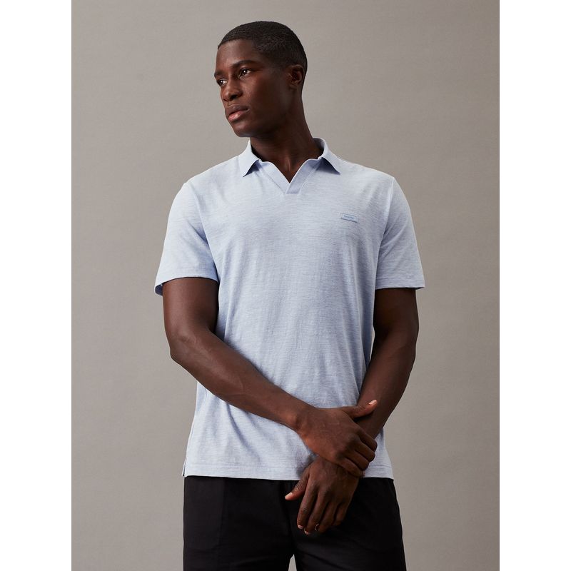 CALVIN KLEIN - Polo Cotton Linen Azul Calvin Klein