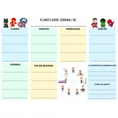 LITTLE PITTY - Planificador semanal niño imantado para refrigerador