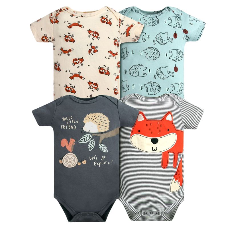 TEDMIMAK - Pack 4 Bodys Niño Manga Corta Tedmimak 100% Algodón Animales