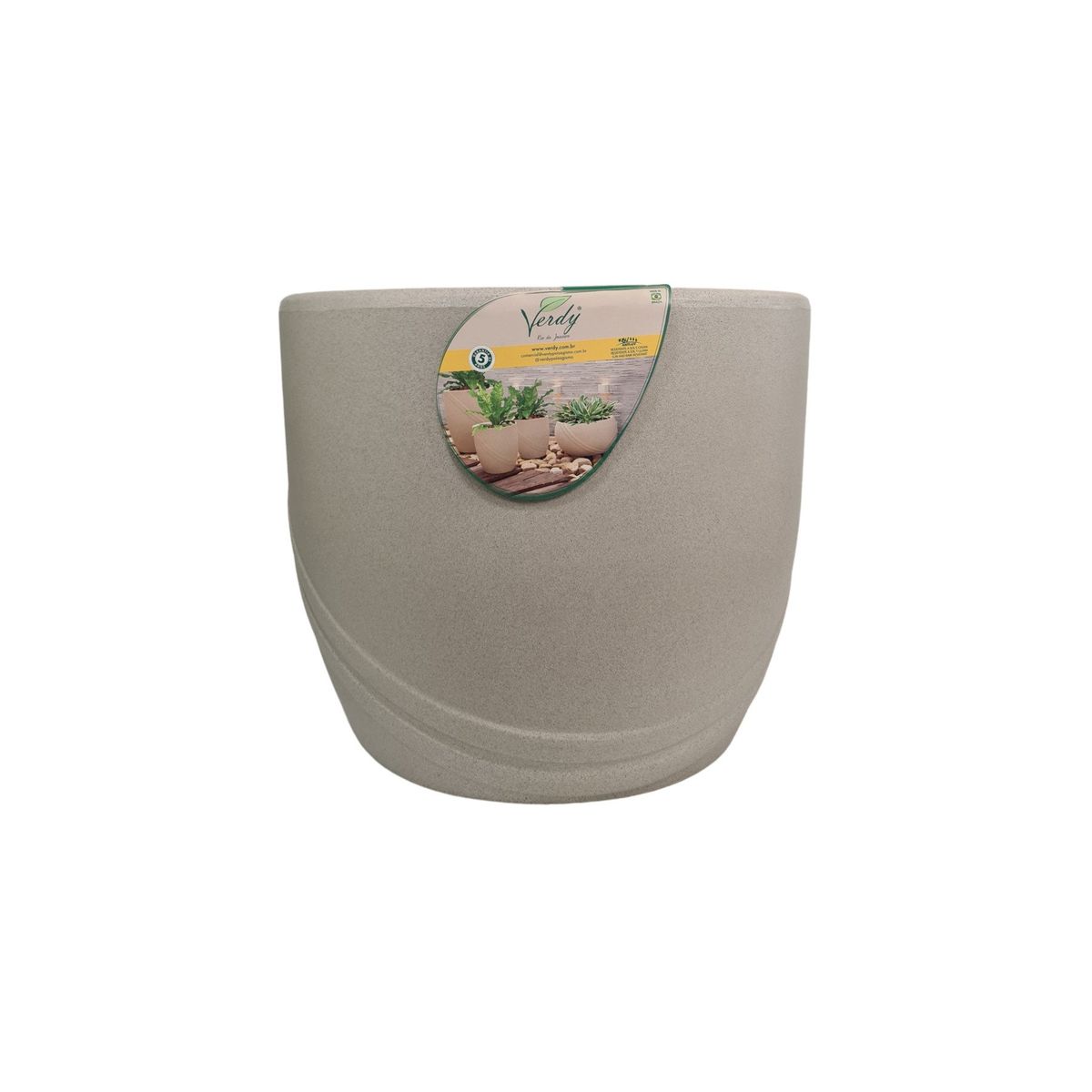 VERDY - Maceta Río De Janeiro Cemento 37x35cms Efecto Piedra con Plato