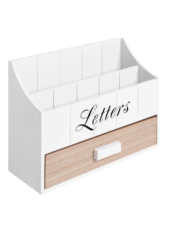 Organizador de cartas blanco de sobremesa 18x24x11 cm