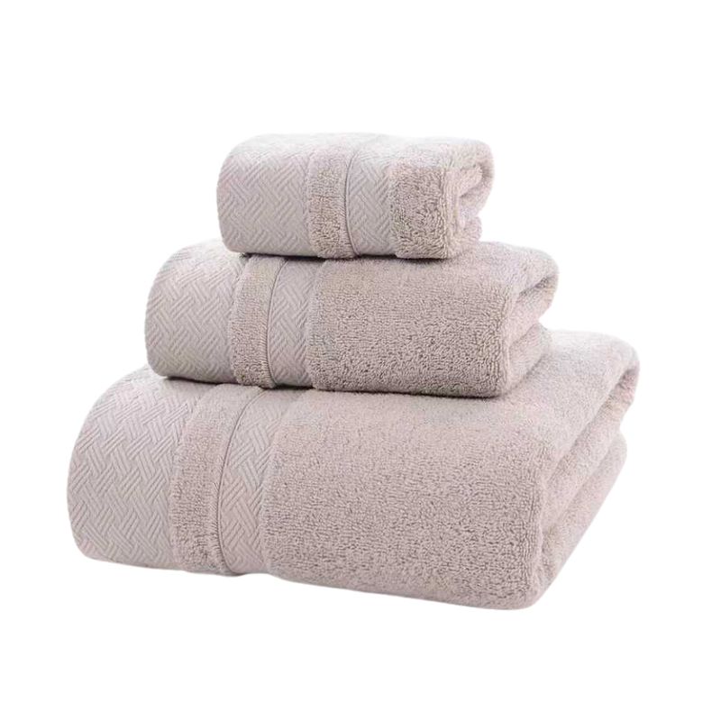 GENERICO - Pack 3 Toallas Beige Cuerpo Manos Y Cara 100% Algodon Gruesas