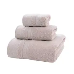 GENERICO - Pack 3 Toallas Beige Cuerpo Manos Y Cara 100% Algodon Gruesas