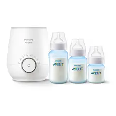 PHILIPS - Pack Calentador de biberones + 3 Mamaderas Blue