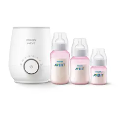 PHILIPS - Pack Calentador de biberones + 3 Mamaderas Pink