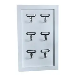 VGO - Organizador porta llaves blanco de madera 40x25x2 cm pared