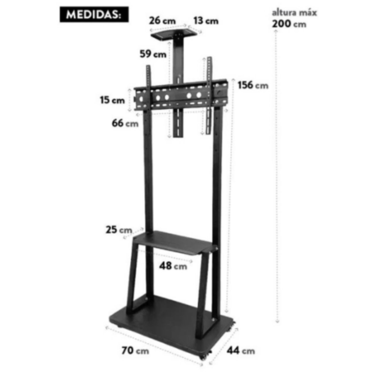 GENERICO - Soporte Rack Tv Base Pedestal Rueda Televisor De 32 A 70 pulgadas