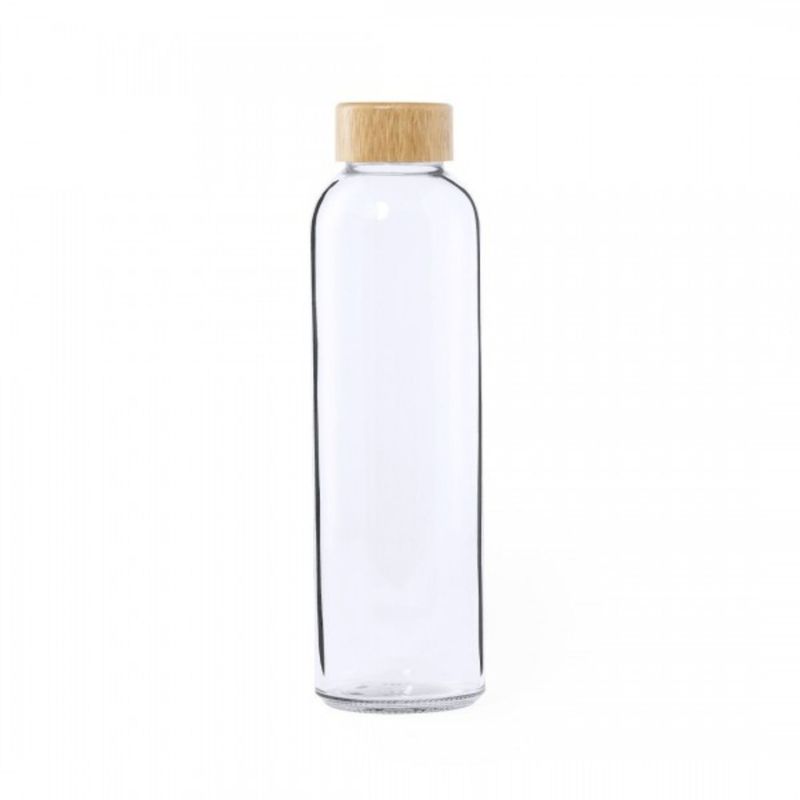 GENERICO - Botella De Vidrio Con Tapa Bambú de Agua Bebidas 500ml