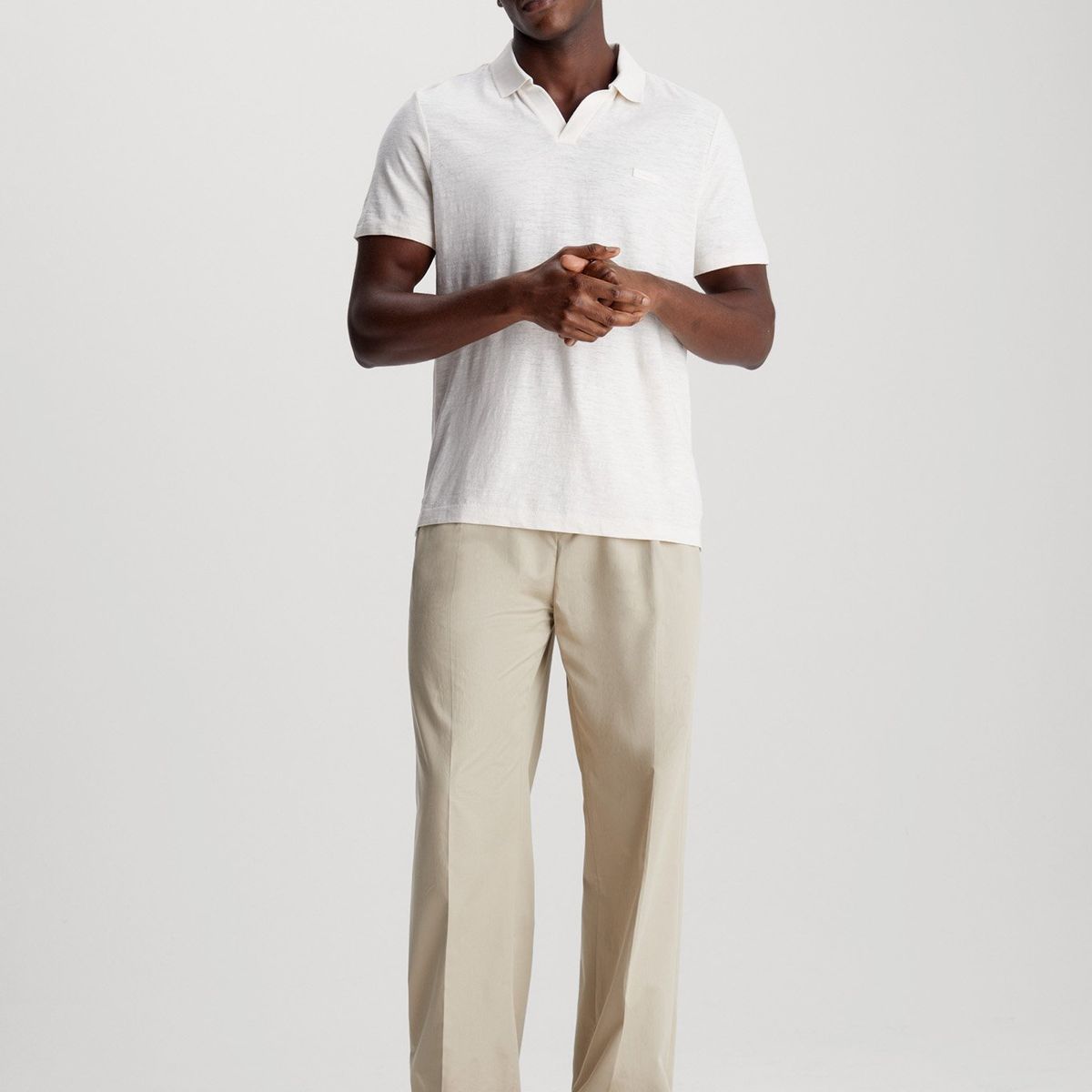 CALVIN KLEIN - Polo Cotton Linen Blanco Calvin Klein