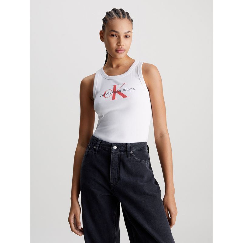 CALVIN KLEIN - Polera Archival Monologo Rib Tank Blanco Calvin Klein