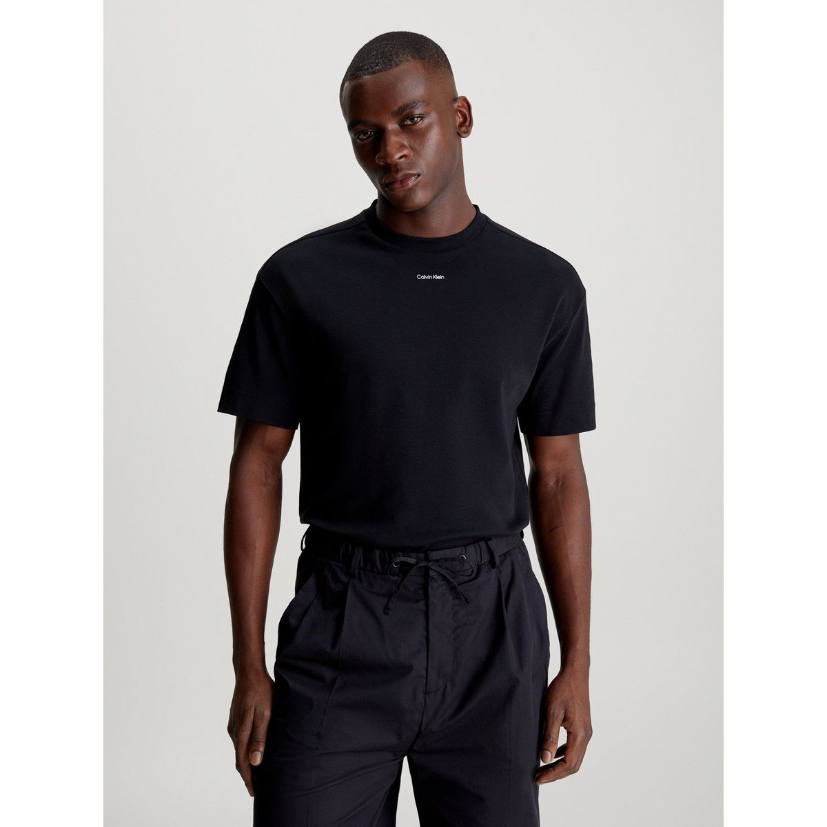 CALVIN KLEIN - Polera Nano Logo Interlock Negro Calvin Klein