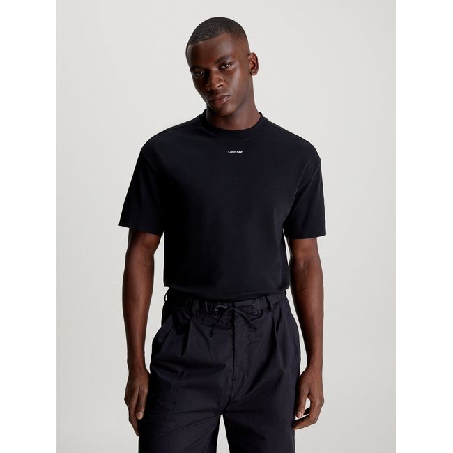 CALVIN KLEIN - Polera Nano Logo Interlock Negro Calvin Klein