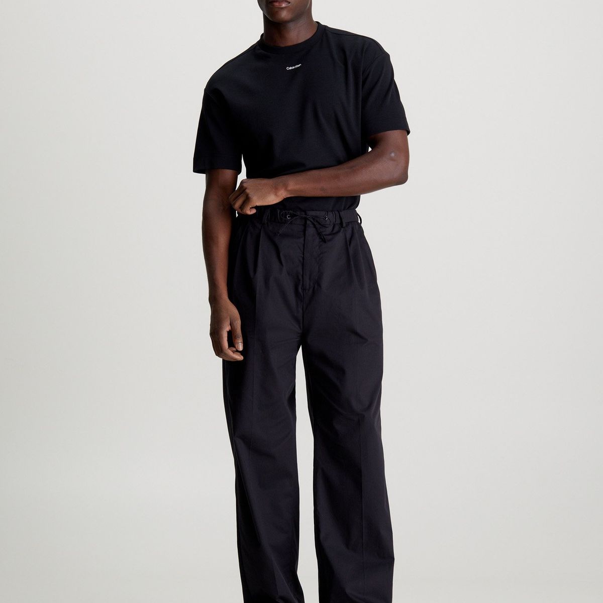 CALVIN KLEIN - Polera Nano Logo Interlock Negro Calvin Klein