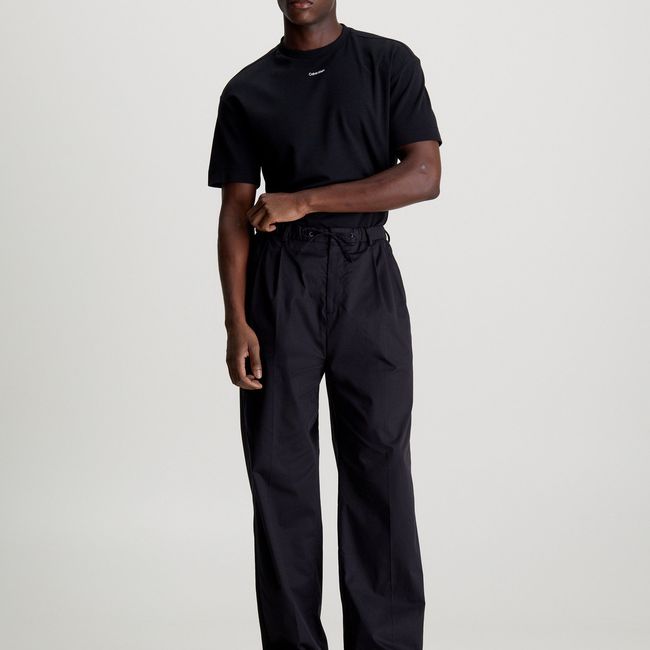 CALVIN KLEIN - Polera Nano Logo Interlock Negro Calvin Klein