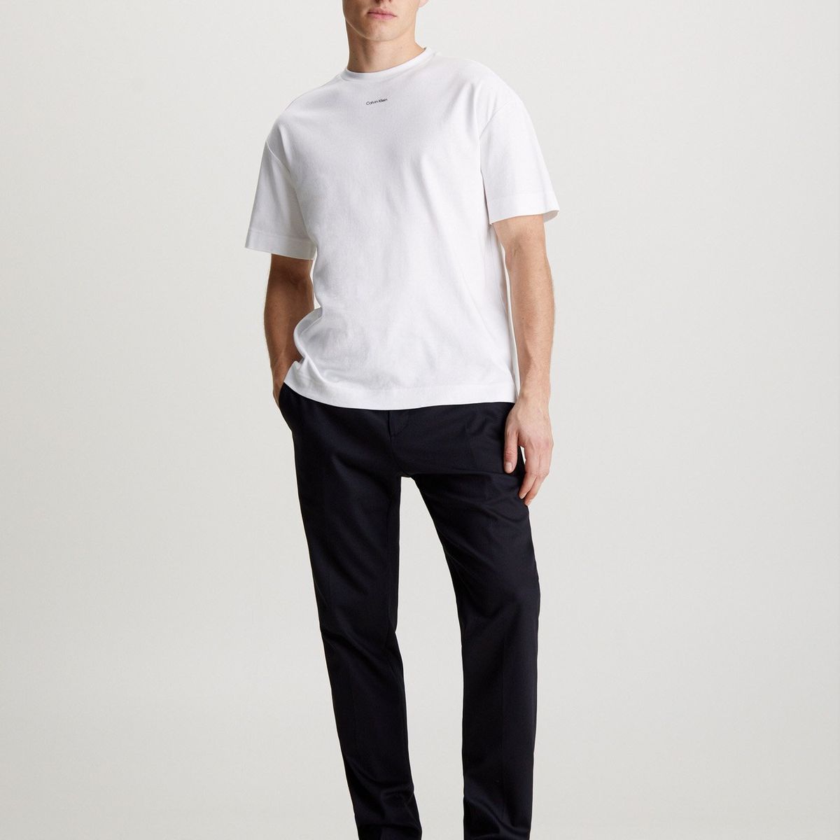 CALVIN KLEIN - Polera Nano Logo Interlock Blanco Calvin Klein