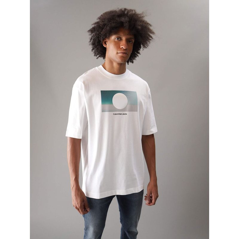 CALVIN KLEIN - Polera Cut Out Box Graphic Blanco Calvin Klein
