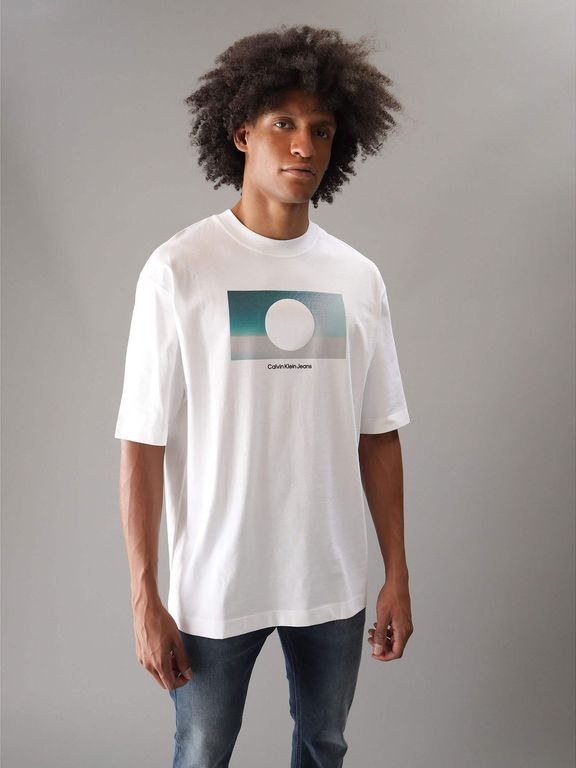 CALVIN KLEIN Polera Cut Out Box Graphic Blanco Calvin Klein