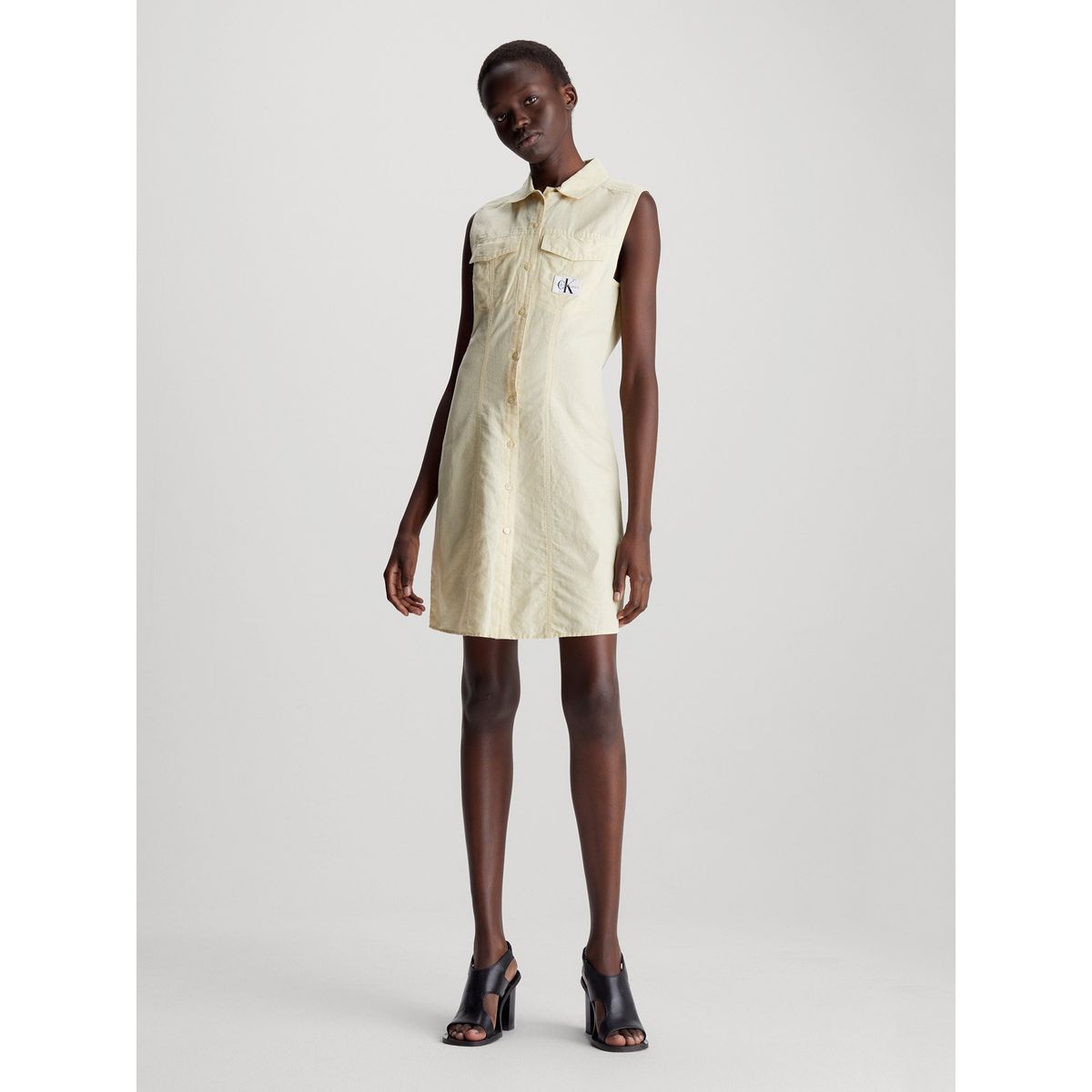 CALVIN KLEIN - Vestido Sleeveless Cotton Shirt Verde Calvin Klein