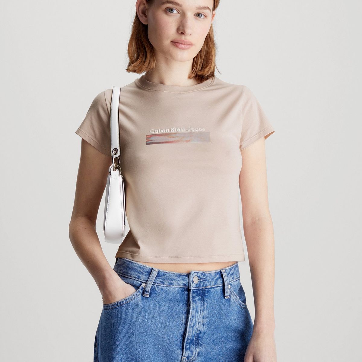 CALVIN KLEIN - Polera Diffused Box Fitted Rosado Calvin Klein