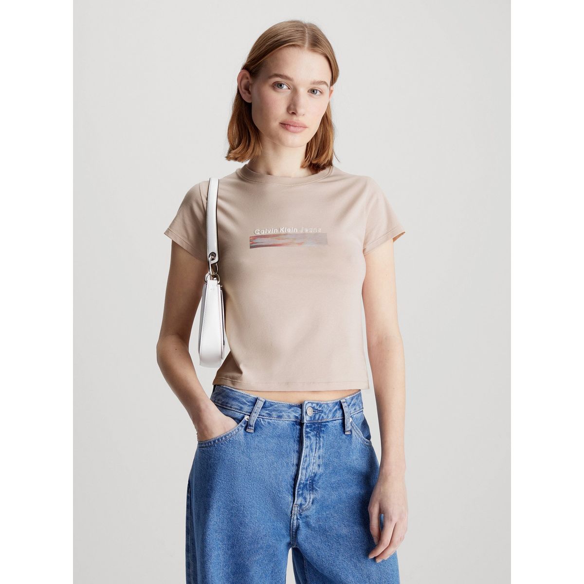 CALVIN KLEIN - Polera Diffused Box Fitted Rosado Calvin Klein