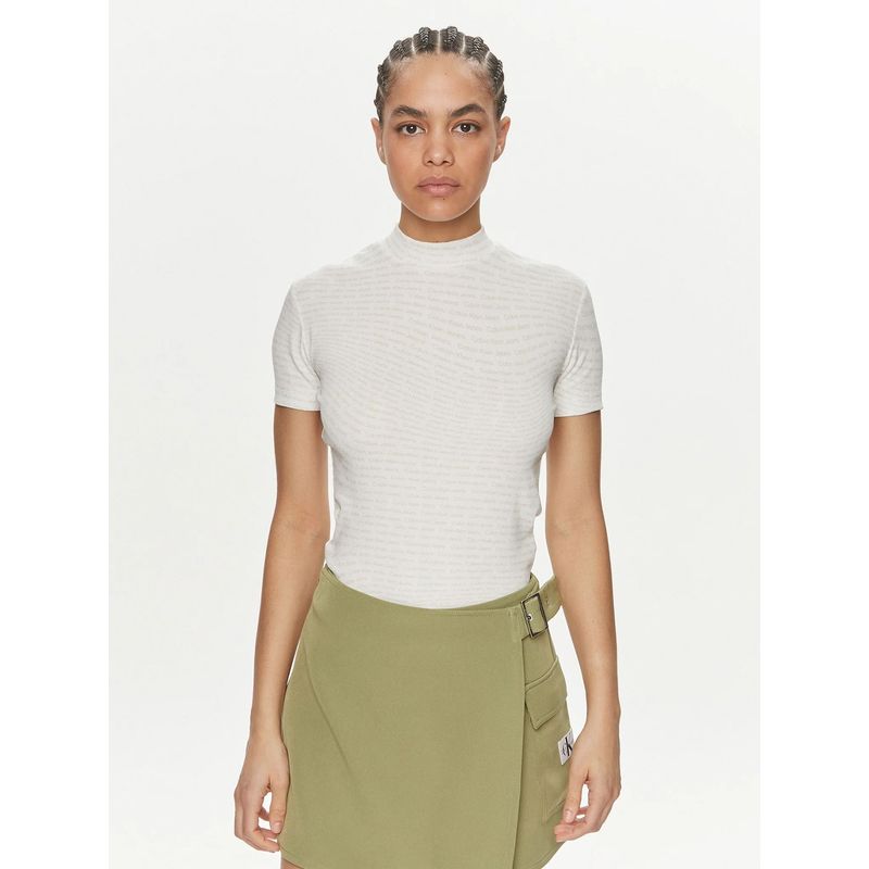CALVIN KLEIN - Polera Aop Rib Blanco 0K9 Calvin Klein
