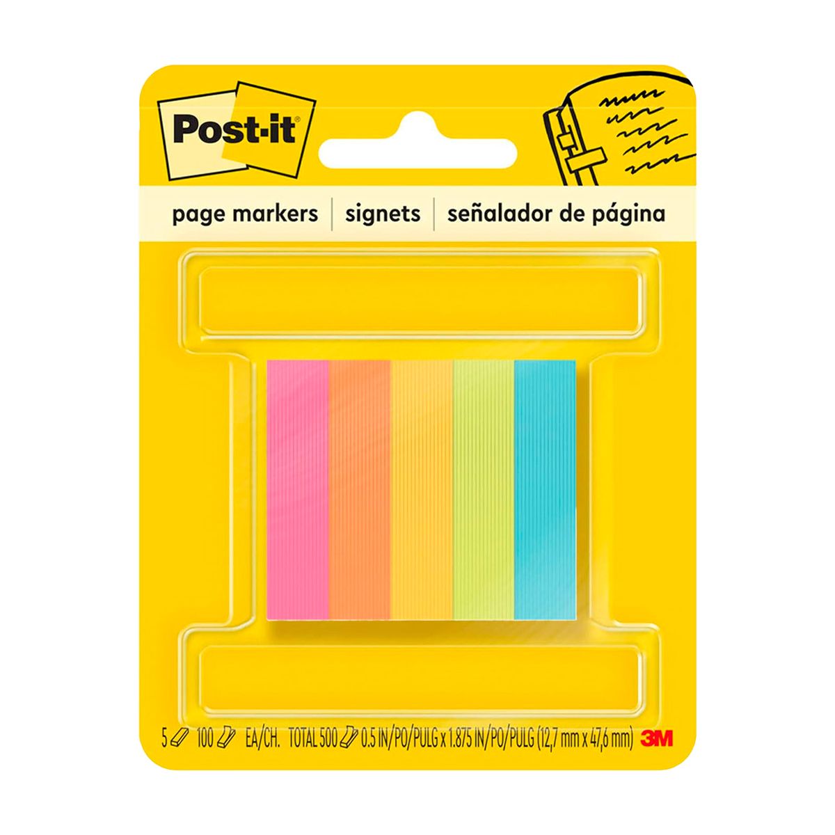 3M - Marcadores De Paginas 3m Post It 1,5 X 5 Cm 500 Und