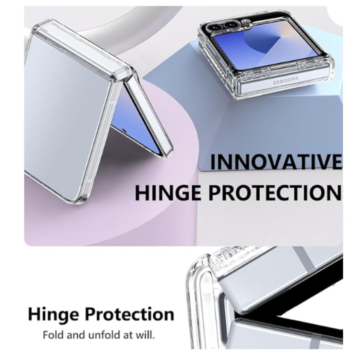 GENERICO - Carcasa Para Samsung Z Flip 6 Transparente Con Bisagra