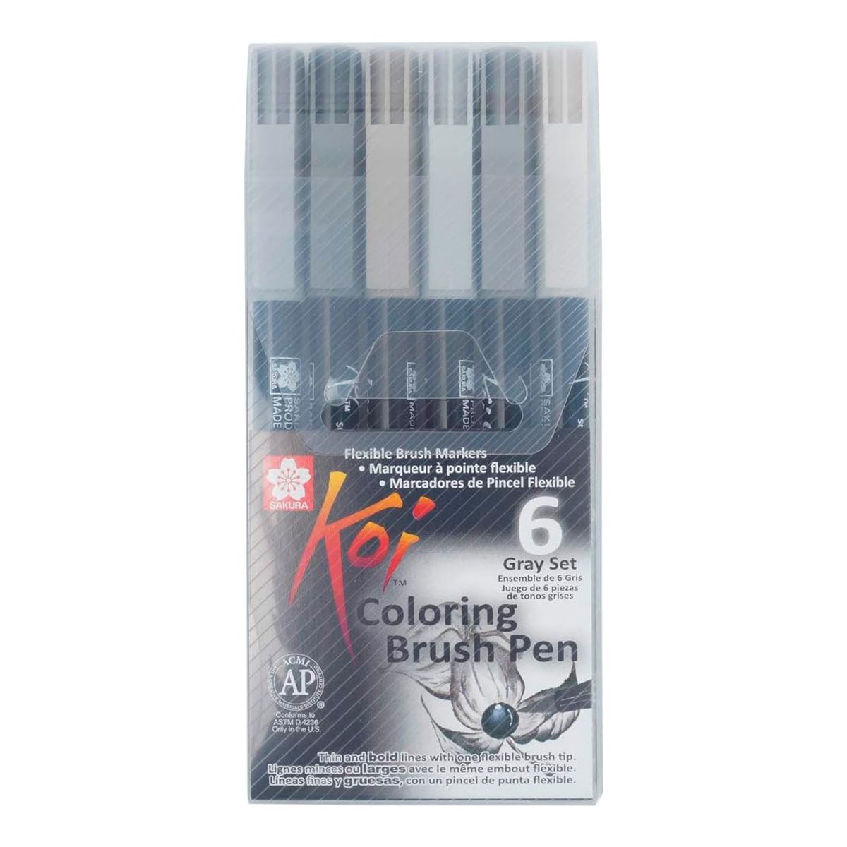 SAKURA - Sakura Koi Coloring Brush - Set de 6 Colores Grises