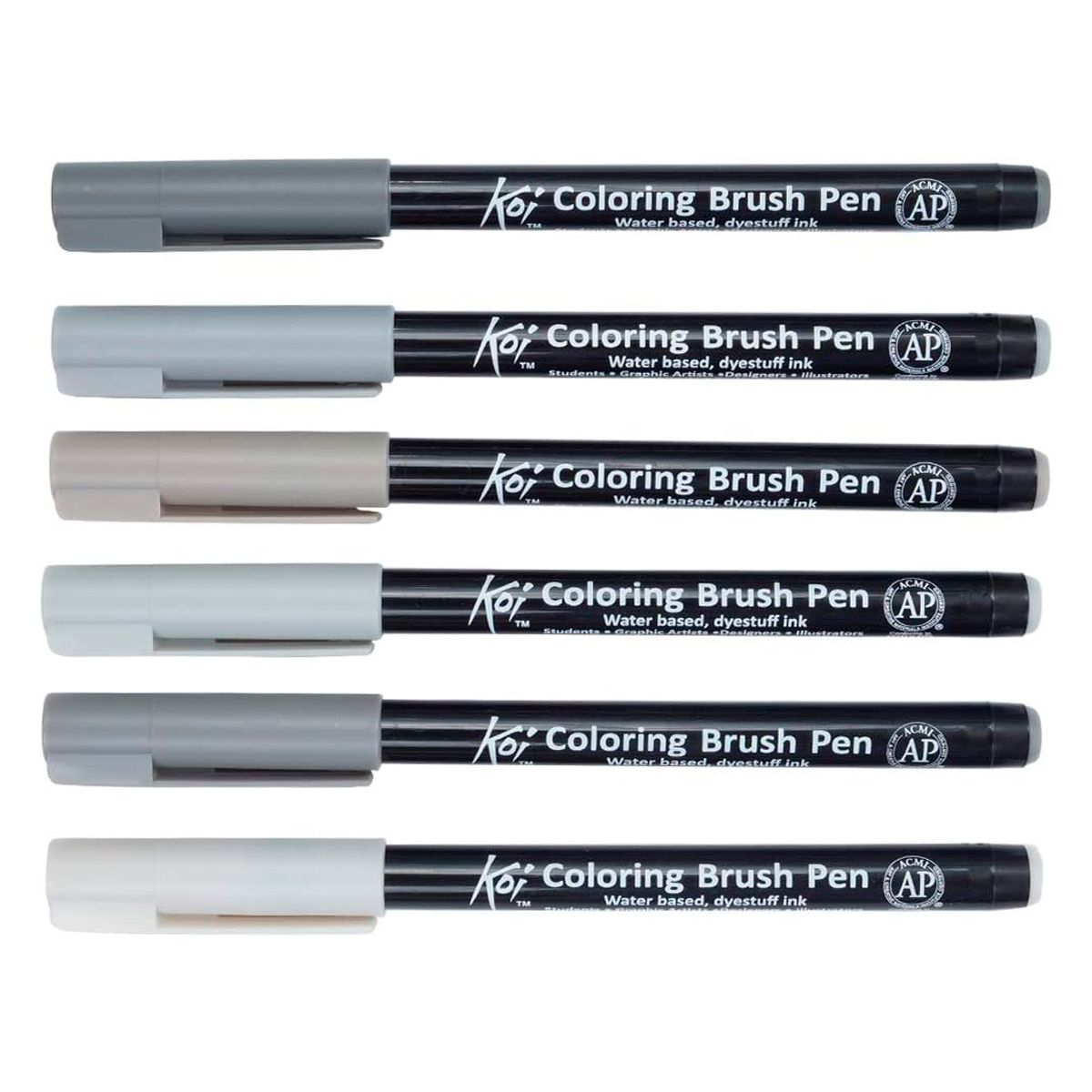 SAKURA - Sakura Koi Coloring Brush - Set de 6 Colores Grises