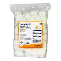 CRANBERRY - Torula De Algodón Premium 1gr Bolsa De 100 Und