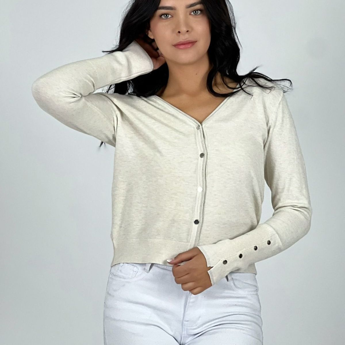 ENIGMATICA BOUTIQUE - Sweater Spandex Abotonado Beige ENIGMATICA BOUTIQUE