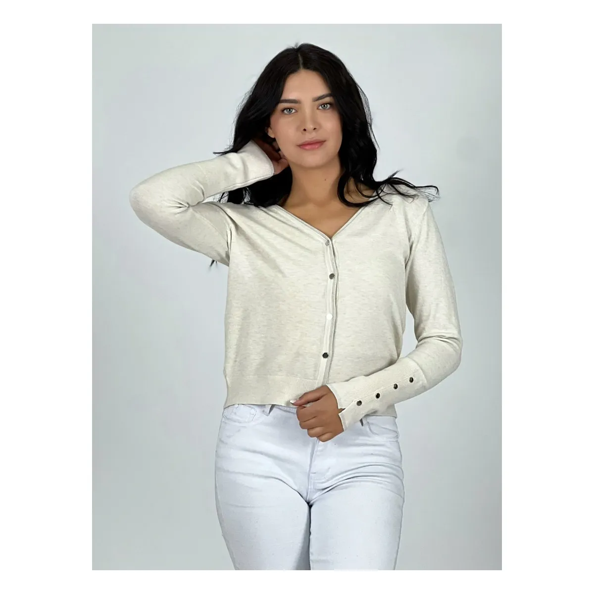 ENIGMATICA BOUTIQUE - Sweater Spandex Abotonado Beige ENIGMATICA BOUTIQUE