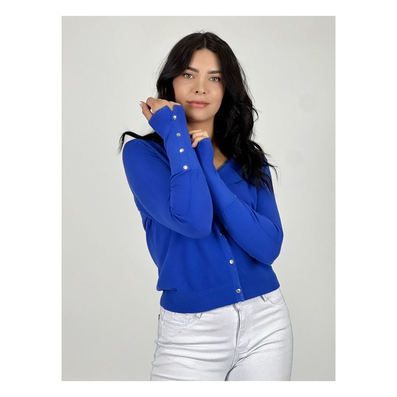 ENIGMATICA BOUTIQUE - Sweater Spandex Abotonado Azul ENIGMATICA BOUTIQUE