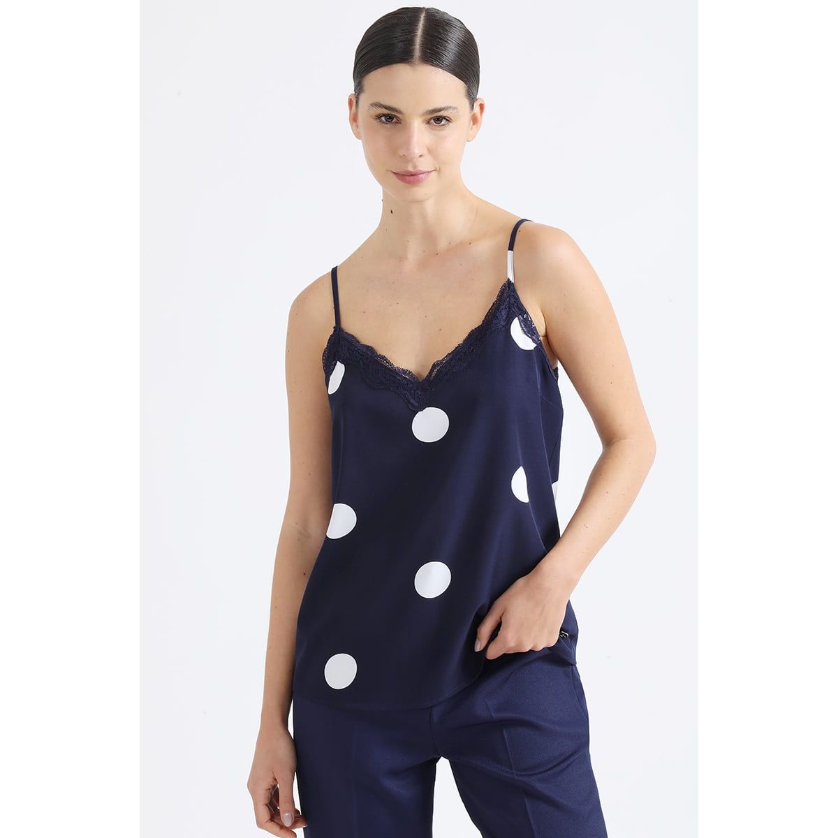 LIOLA - Top Lencero Estampado Lunares, Azul Liola