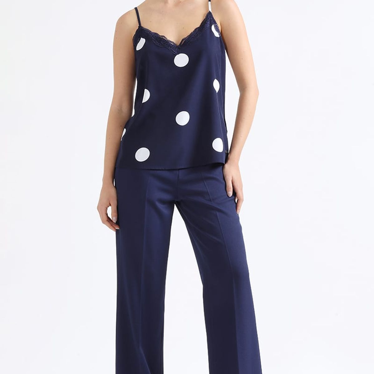 LIOLA - Top Lencero Estampado Lunares, Azul Liola