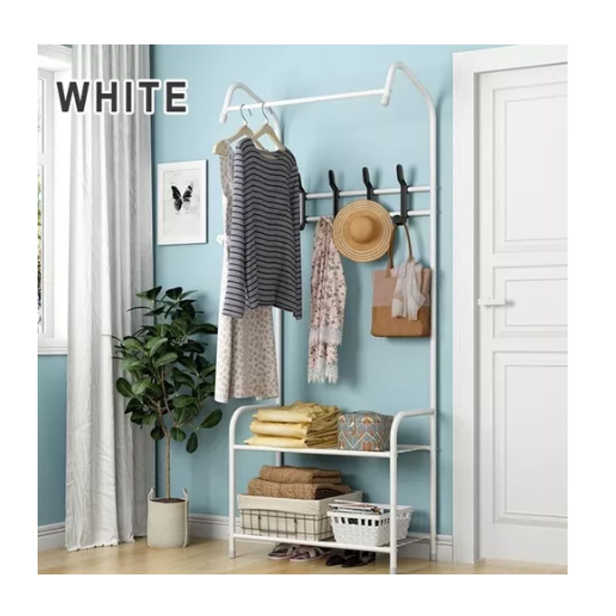 GENERICO - Perchero Colgador Organizador Ropa Estante 3616 Blanco