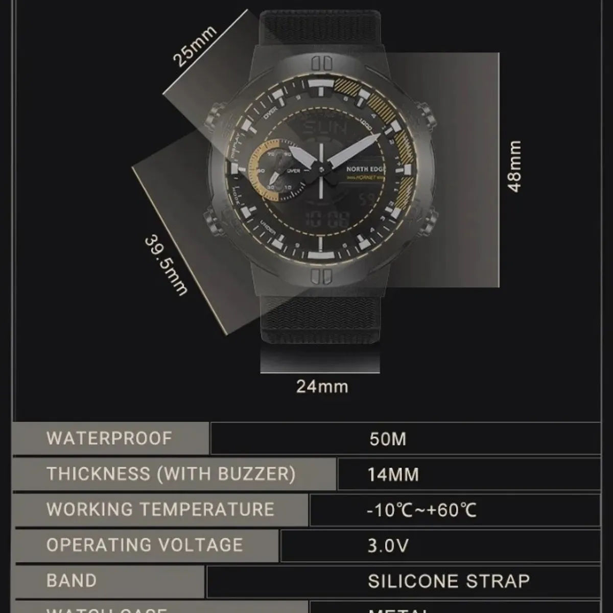 NORTH EDGE - Reloj Hombre NORTH EDGE HORNET Sport Outdoor Militar Digital