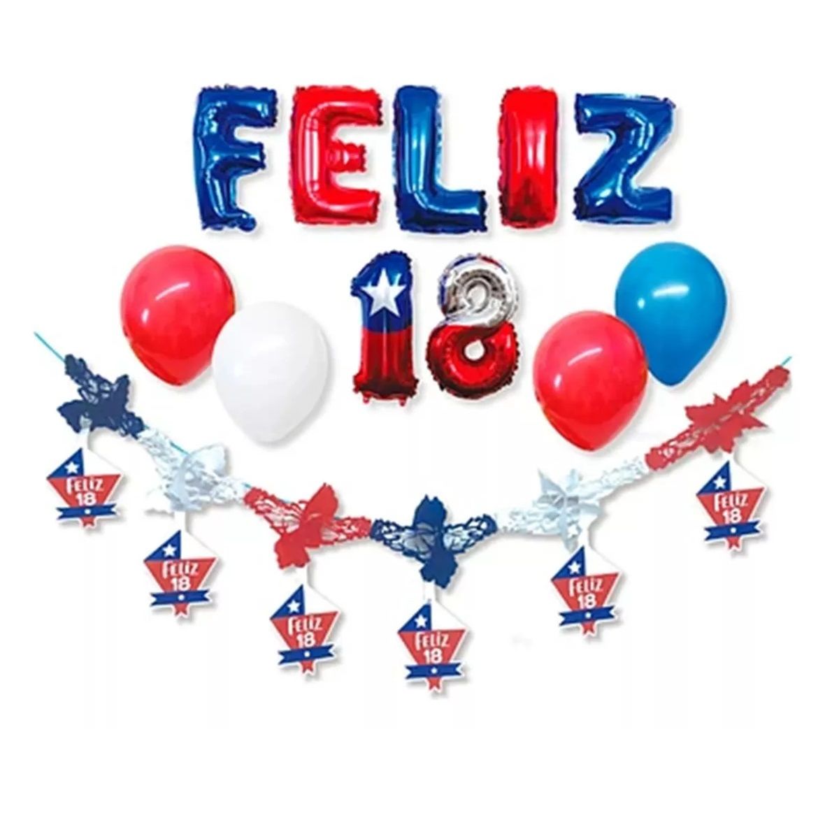 GENERICO - Set Decoración Fiestas Patrias Chilena Guirnalda Cotillón