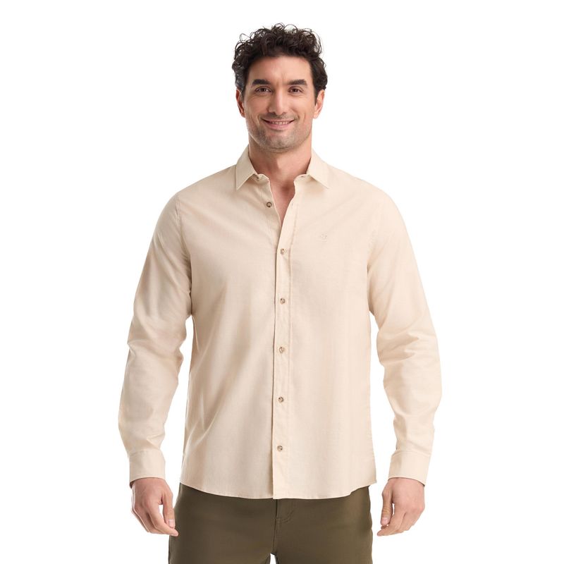PANAMA JACK - Camisa Hombre Lino Beige Panama Jack