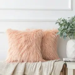 MROTTO - Funda de Cojín Decorativo Naranjo Peluda 45x45 cm Pelo Largo