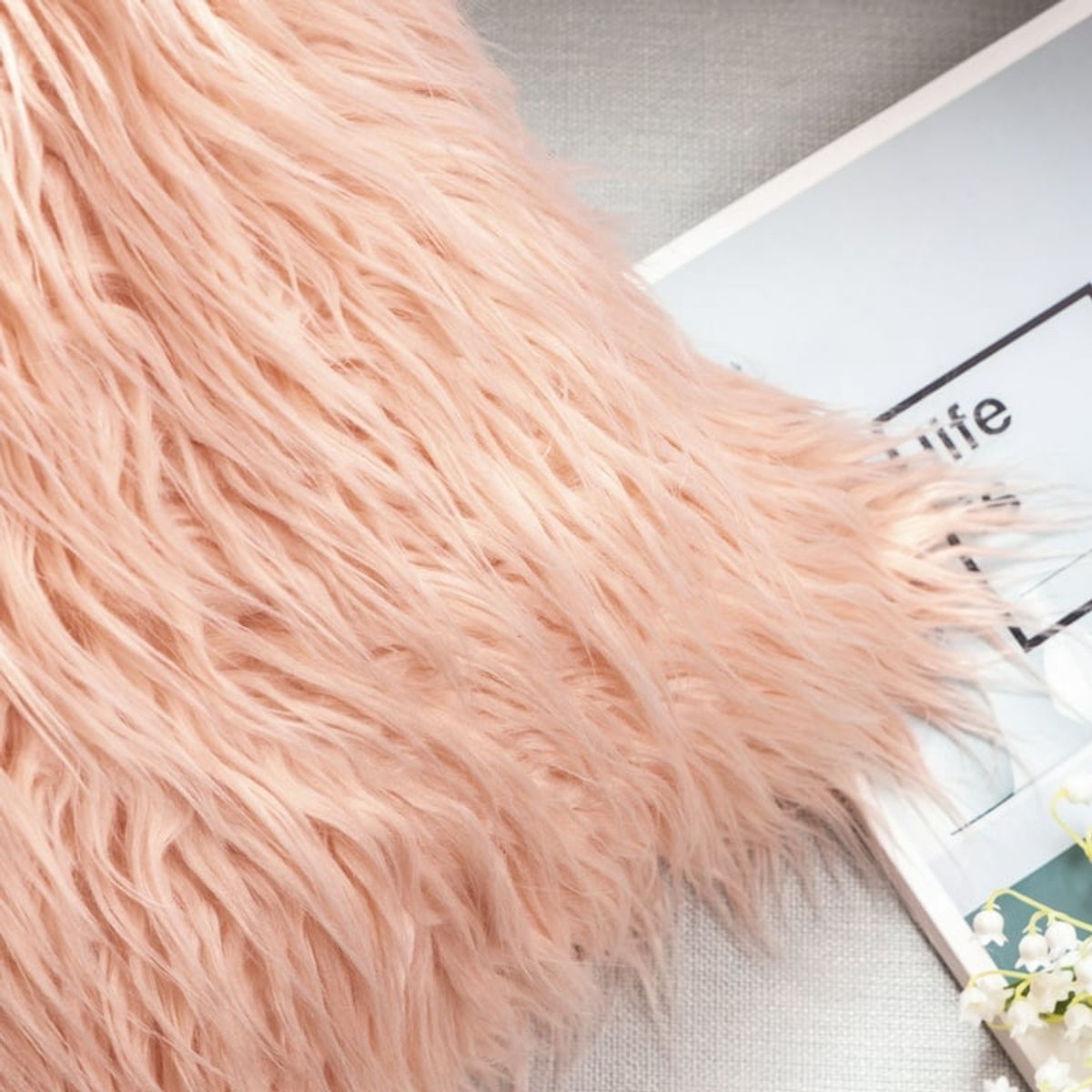 MROTTO - Funda de Cojín Decorativo Naranjo Peluda 45x45 cm Pelo Largo